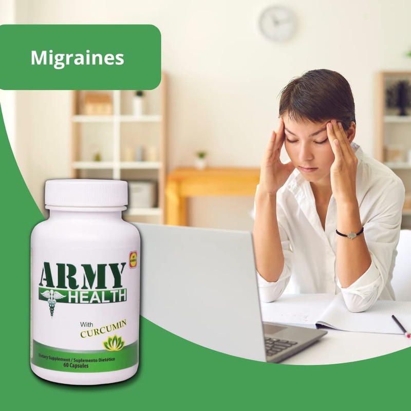 ARMY HEALTH 100% Natural Turmeric Curcumin 60 Capsules - Ginger,