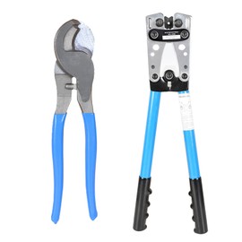 raseparter Battery Cable Lug Crimper Tool for Crimping Wire Cable with Cable Cutter for 10,8,6,4,2 and 1/0 AWG Wire Cable Cutting and Crimping with Storage Bag, Blue