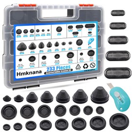 Hmknana 233Pcs Rubber Grommet Kit 4 Styles Closed Firewall Grommet 27 Sizes Rubber Hole Plugs Rubber Grommets for Wiring, Automotive, Plumbing, Electrical