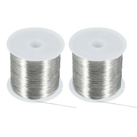 MECCANIXITY 164Ft 28 Gauge Alambre Para Joyería Alambre Para Hacer Joyas 50M/0.3mm Alambre De Cobre Desnudo Para Collares Pulseras Suministros, Plata Paquete De 2