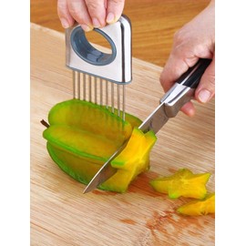 Lemon slicer fruit splitter onion cut stainless steel ultra-thin household cutting vegetables auxiliary tools kitchen accessorie (Silver)