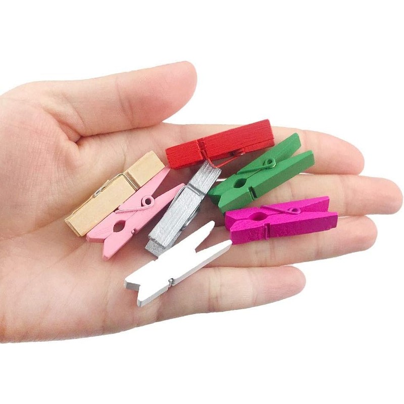 JABINCO (Pack of 128) Mini Wooden Colored clothespins,16 coloers Each