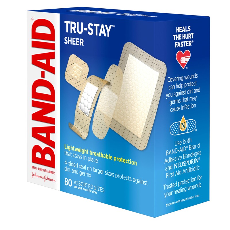 Band-Aid Brand Tru-Stay Sheer Strips Adhesive Sterile Bandages for First