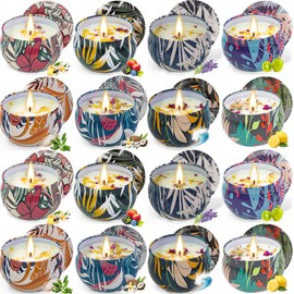 16 Pack Soy Wax Scented Candle Gift Set, Bulk Value Aromatherapy Candles with Fresh Green, Sea Salt & Sage, Coconut Vanilla, Lemon, Ocean Breeze, Vanilla, Lavender & Berry Scents – Gifts for Women