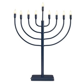 Hanukkah Menorah 23-Inch Tall LED Lights – Indoor/Outdoor Holiday Decoration – Compact Size, Easy Setup, Perfect for Small Spaces & Hanukkah Festivities, Includes AC Adapter, Navy Blue