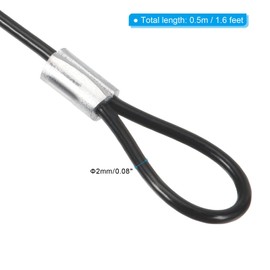 TOP-VIGOR 10Pcs 1.6 FT Safety Cable Lock, 2mm Dia Stainless Steel Security Wire Ropes with Double Loop for Outdoor Gate Stage Lighting Luggage Suitcase Wire Lock, 50cm