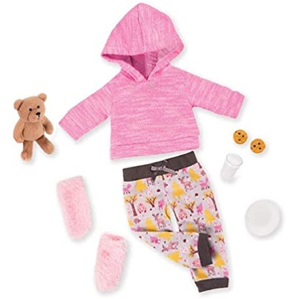 Our Generation BD30327 Hugs Deluxe Pajama & Plush Bear Outfit, Various