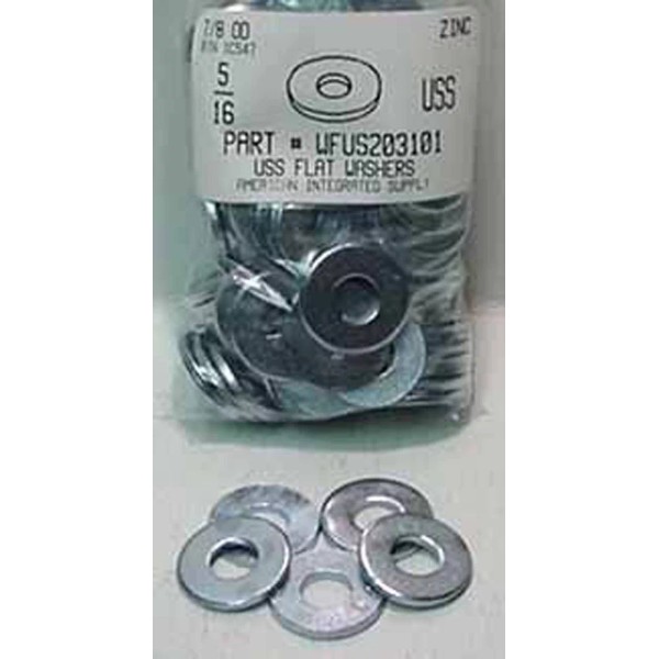 AMERICANINTEGRATEDSUPPLY.COM 5/16 USS Flat Washers Steel Zinc Plated 3/8"ID x