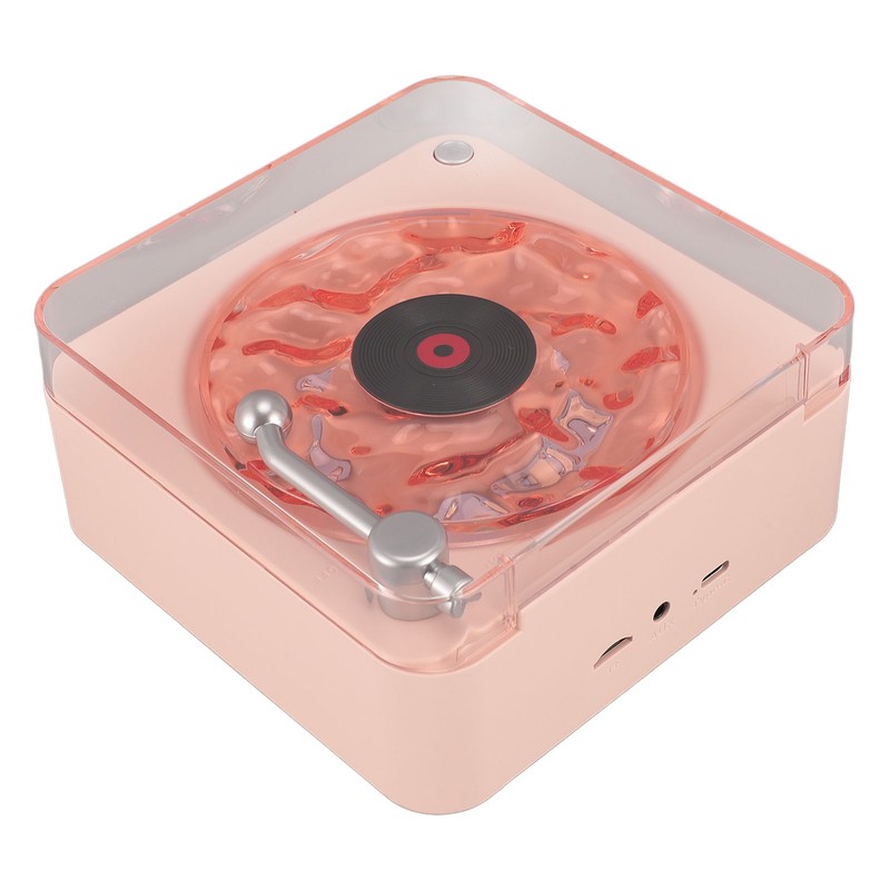 Record Player Style Bluetooth Speaker with Night Light and Time