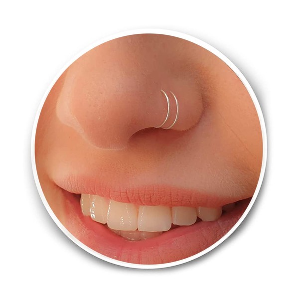 Tiny Silver Fake Double Hoop Nose Ring - 925 False