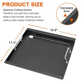 Full-Size Griddle Inserts for Weber Spirit I & II 200 Series Grills, Flat Top Grill Griddle for GS4 Spirit E-210 E-220 S-210 S-220, Rectangular Grill Insert Replacement for 7637 Grates