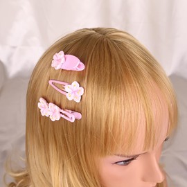 Hair Clips for Women, Acrylic Resin Hair Accessories set with Hairbands Colored Hair Ties, Flower, Rainbow, Little Bear Clips Cute pattern for Birthday Prom Cosplay Party (pink flowers Bowknot)