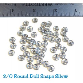 THE SEWING BEE 30 of 3/0 Silver Round Snaps Sewing fasteners for Sew in doll clothes