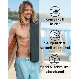 Fit-Flip Microfibre Towel, Compact, Ideal as a Sports Towel, Travel Towel, Beach Towel, Quick-Drying and Lightweight, Large Bath Towel, (1 x 30 x 50 cm, Dark Grey)