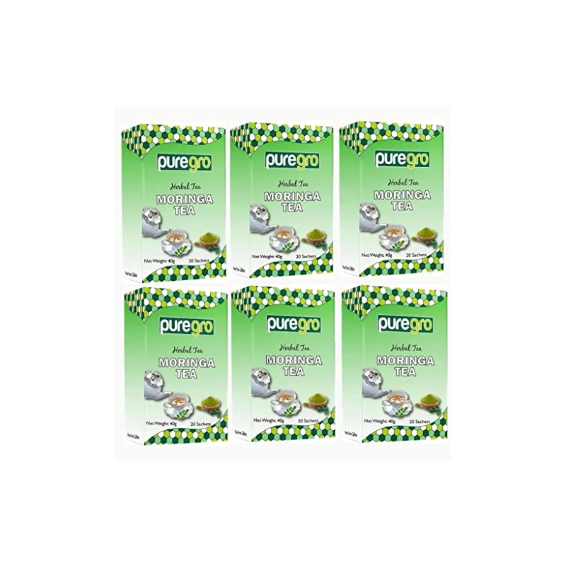 Puregro Herbal Moringa Tea (20 Tea Bag) 40g(Pack of 6)