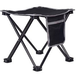 LUCKY CUP Portable Camping Stool with Side Pocket Camping Seat 12.5in Foldable Comfortable Widening Heightening for Travel Camping Fishing Hiking Gardening Picnic Beach BBQ Outdoor