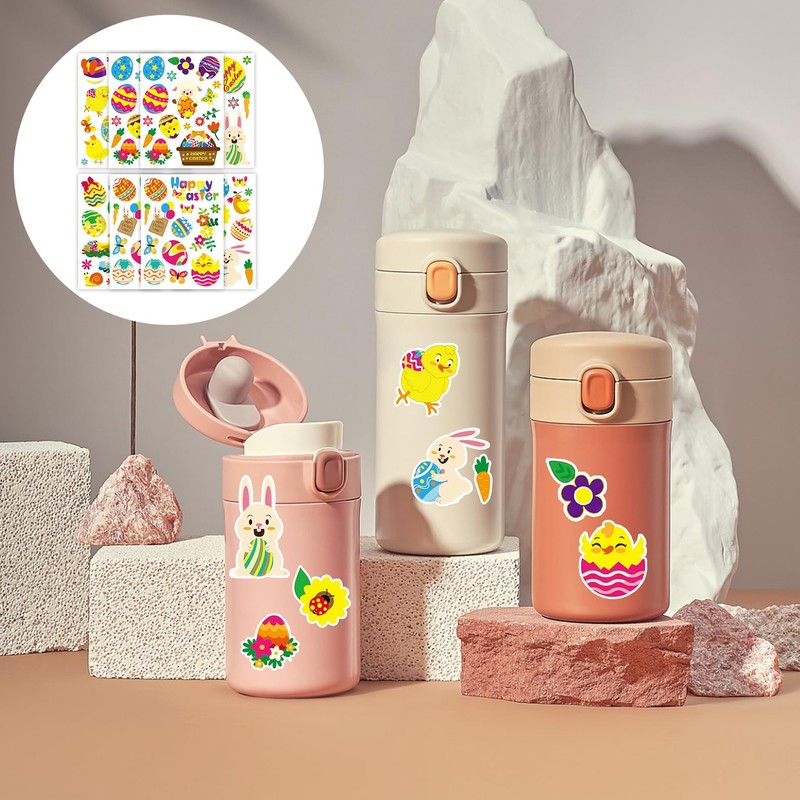 Pack of 8 Easter Egg Stickers, Easter Stickers, Rub On