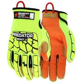 MCR Safety Gloves PD4900M Predator Mechanic Gloves, Hi-Visibility Cut Resistant Work Gloves, Medium, 1-Pair