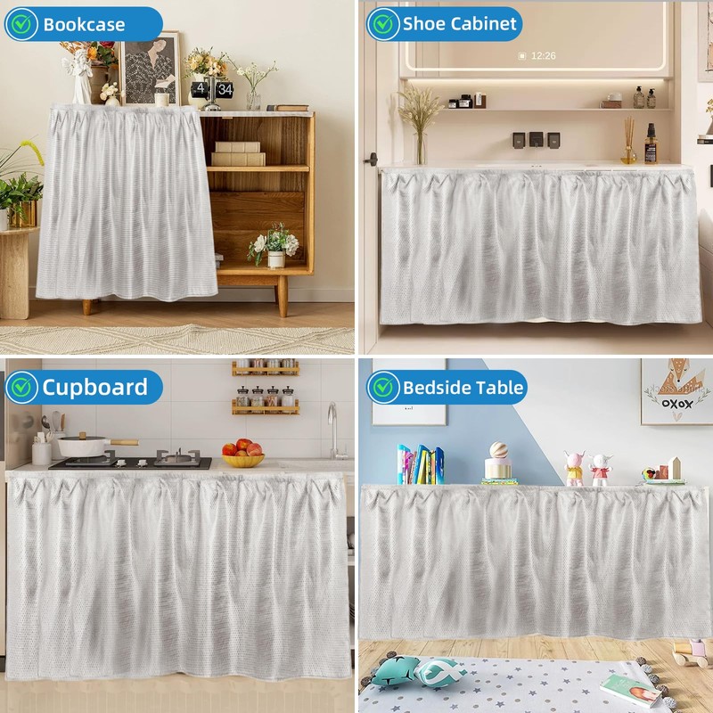 Fabric Sink Skirt Waterproof Self-Adhesive Bathroom Sink Skirt Diamond Stitch