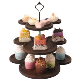 Mouse Wood Cupcake Stand 3 Tier for Birthday Party Decorations Mouse Ears Wooden Serving Tray Decorative Tiered Tray Party Supplies