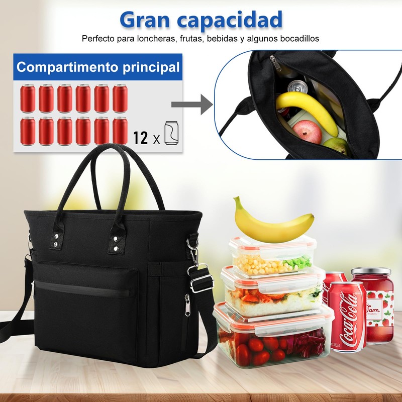 Loncheras para mujer y hombre, Lonchera termica de gran capacidad,