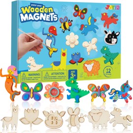 JOYIN - Kit de pintura de arte y manualidades con 12 imanes de madera para niños, decora tu propio regalo de pintura de Pascua, fiestas de cumpleaños y manualidades familiares, recuerdos, Juguete de Navidad