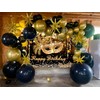 Masquerade Happy Birthday Backdrop Crystal Feather Mask Mardi Gras Photography