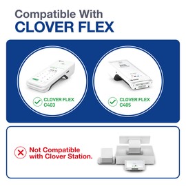 Clover Flex Paper Rolls - 20 Rolls - 2 1/4'’ x 50’- 48 GSM - Clover Flex Receipt Paper Compatible for C401, C403, C405 and C406 POS Machines - BPA Free Material