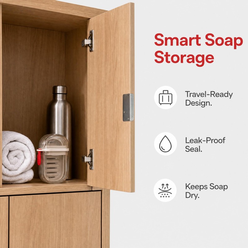 2Pcs Travel Soap Case, Portable Soap Box with Draining Board
