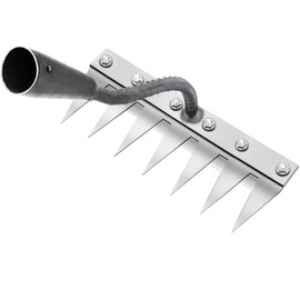 Weeding Rake for Gardening, Gardenia Iron Rakes for Backyard, Lawn, Small Farm, Rake with Sharp Metal Teeth，Heavy Duty Garden Tool for Weeding Without Handles (7 Tines)