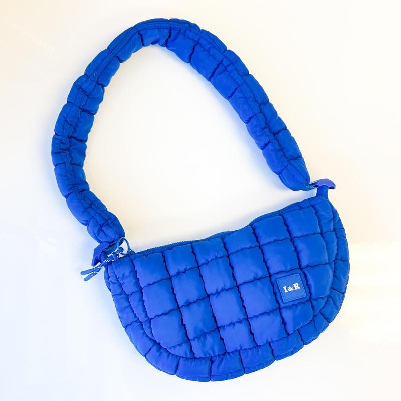 Half Moon Iris Puff Bag (#24235) Nylon Crossbody Bag:_Olive