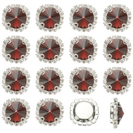 PATIKIL - 16 botones de diamantes de imitación, parte trasera plana para coser diamantes de imitación con cristales de vidrio base de metal, gemas para manualidades, ropa, zapatos, sombreros, bolsas
