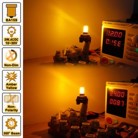 12 Volt 1156 BA15S Amber Yellow 1003 1141 7506 LED Bulbs, DC Bayonet Single Contact Base,AC10-24V DC10-30 volt LED Replacement for Car Truck Motorcycle RV Blinker Turn Signal Lights,Amber Yellow,4Pack