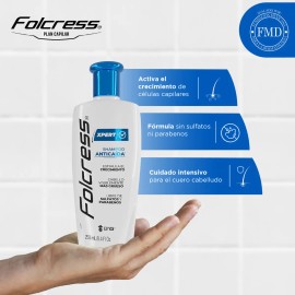 Folcress Xpert Shampoo anticada hombre - Sin sulfatos ni parabenos, shampoo folcress para cada de cabello, uso diario, cabello visiblemente grueso -  