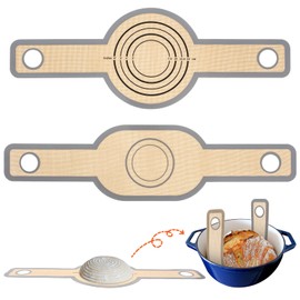 Silikonmatte Backen für Dutch Oven, 2 PCS Backmatte Silikon Brot Backen Zubehör, Lange Griffe Teigmatte, Wiederverwendbare Backunterlage für Teig