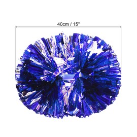 PATIKIL Cheerleading Pom Poms, 2 Pack PET Cheer Pom with Handle for Sport Game Team Spirit Fun Dance Stage Events, Blue Silver