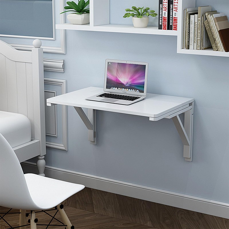 MM MELISEN Wall Mounted Folding Table, 29.5"L x 19.6"W, White,