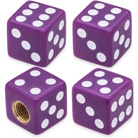 MEAJOO 4PCS Dice Tire Valve Stem Caps, Corrosion Resistant Leak-Proof Tire Air Cap Set, Universal Tire Valve Stem Covers for Cars, SUV, Trucks, Bikes, Motorcycles, Bicycles(Purple)