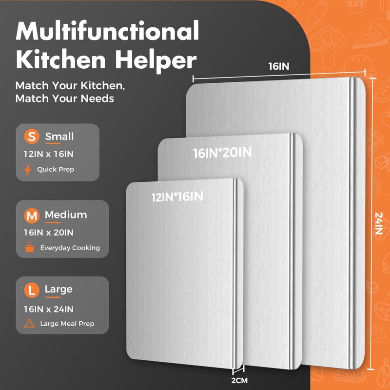 Titanium Cutting Boards for Kitchen, Double-sided non-toxic Pure Titanium Cutting