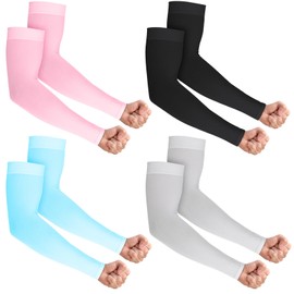 Aiyorse 4 Pairs Sun Protection Arm Sleeve, Cooling Protection Sun Sleeves to Cover Arms Compression Arm Sleeves for Men Women Outdoor Driving Golfing Fishing Cycling Hiking Doing