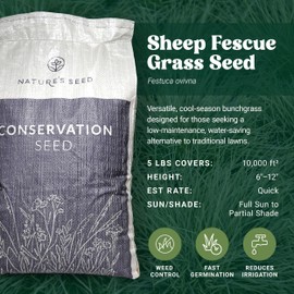 Nature’s Seed Sheep Fescue Grass Seed, Drought Tolerant, for Garden, Lawn, Yard, 5 Lbs