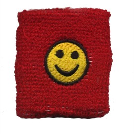'Freak Scene® Smiley Fingerless Sweatband Terry -2 M/Smily Smilie Face Light, All Colours - 7 cm red