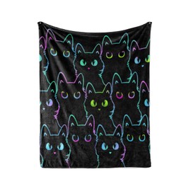 BailiPromise Flannel Throw Blanket Cute Cat All Season Super Soft Cozy Blanket for Bed or Couch Blanket Twin Size (59"x47"),Cartoon Animals Throws Print Throw Blanket 4 Size for Kids Girls Boys