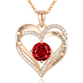 CDE Forever Love Heart Necklaces for Women, Wedding Anniversary, Birthday Mothers Day Christmas Day Gifts for Mom, Mother, Wife, friend, S925 Silver Jewelry with Birthstone Pendant