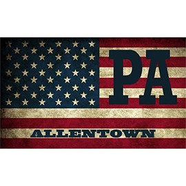 (x3) 2x3 inch Stickers | Reflective Allentown PA Pennsylvania Lehigh County Vintage US Flag Sticker Graphic - Construction Toolbox, Hardhat, Lunchbox, Helmet, Mechanic, Luggage