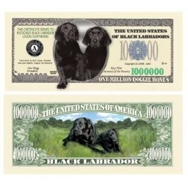 Set of 10 - Black Labrador Dog Million Dollar Bill