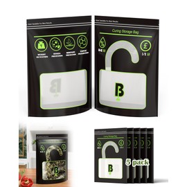 Curing Storage Bags - 1/2 LB Reusable Humidity Control Bags - Cure Bags Clear Window Heat Sealable Stand Up and Double Zip(10.4 x 13.8 Inch, 5 Pack)