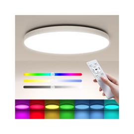 Antree LED Ceiling Light, 30 W, Front Luminous, Scandinavian Design, RGB Ambient, Adjustable Color Tone & Dimming, 3,600 lm, Thin, Remote Control/Smartphone App Operation, 106.8 sq. ft (6 Tatami)