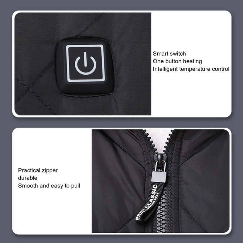 45‑65℃ Heated Vest 5 Gears Tempertature Control Intelligent Switch USB