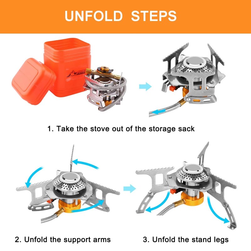 WADEO 3700W Portable Camping Stove Kit with Accessories for Outdoor